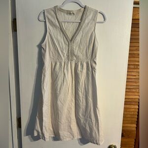 Linen cotton blend Terzo Millennio cream a line embroidered dress